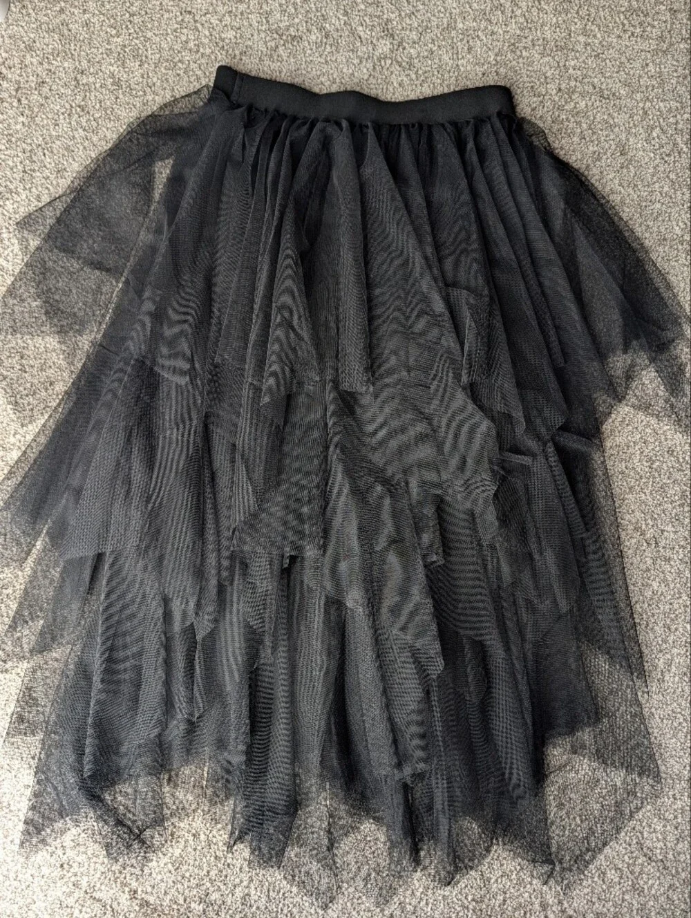 NWT Black Layered Tulle Midi Skirt Fairy Goth Balletcore OS - Picture 3 of 5